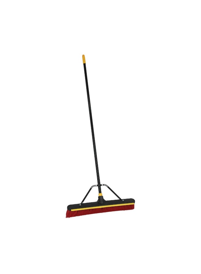 Quickie Heavy Duty Durable Push Broom with Built-In Squeegee Red and Black 24 Inch 635SU - Image 1