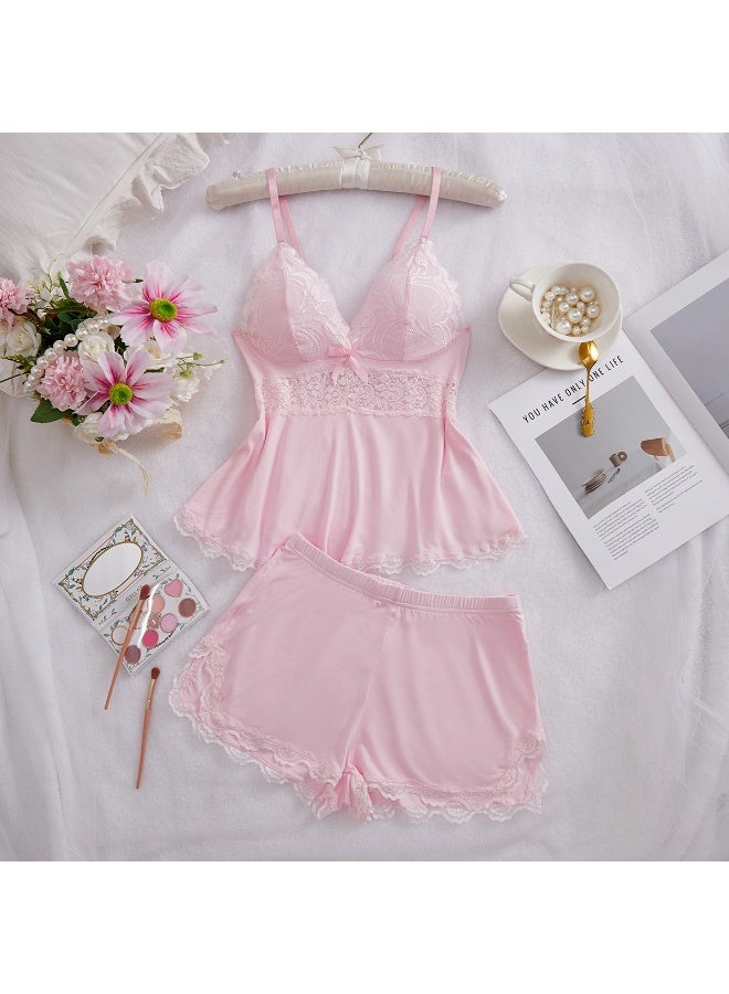 Modal Lace Camisole Pajama Loungewear Set - Image 1