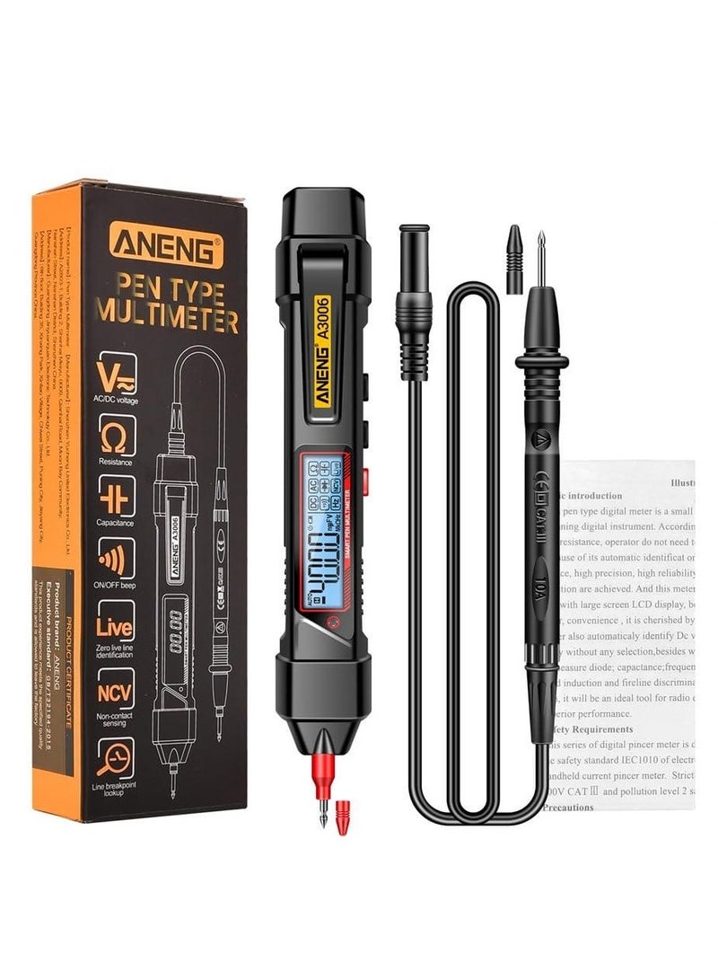 Pen Type Digital Multimeter, A3006 Pen Type Digital Multimeter, 4000 Count Ac/Dc Voltage Tester, Zero Wire Detector, Resistance, Capacitance, And Diode Testing, Electric Tool - Image 1