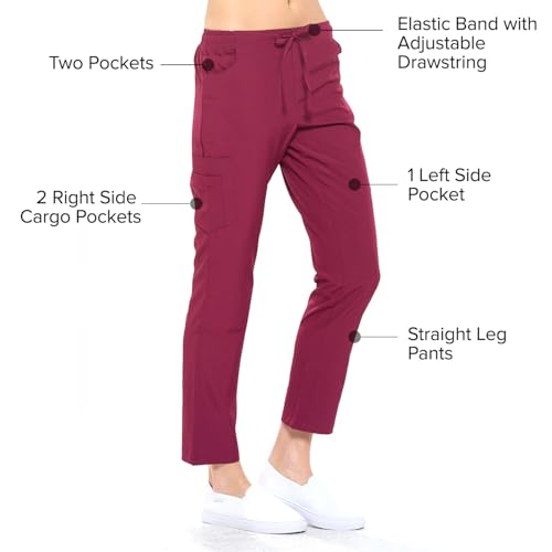 Dagacci Medical Uniform Unisex 4-Way Stretch Scrubs Set Medical Scrubs Top and Pants Black M - Image 4