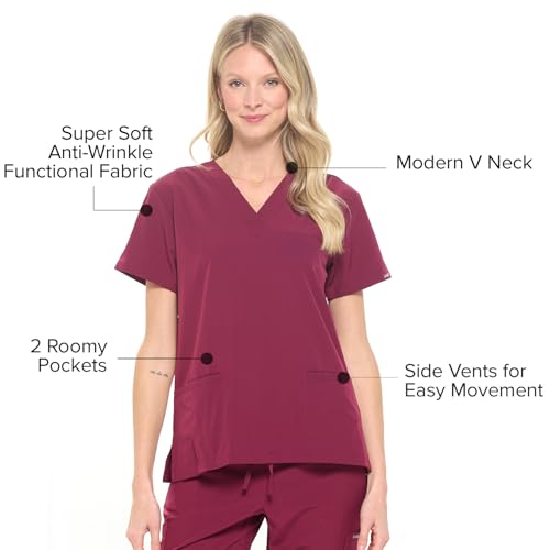 Dagacci Medical Uniform Unisex 4-Way Stretch Scrubs Set Medical Scrubs Top and Pants Black M - Image 3