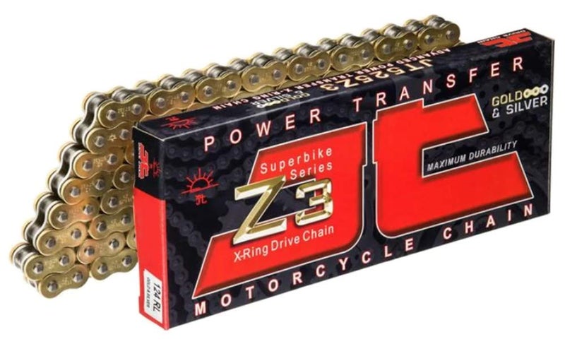 JT Chain JTC525Z3GS122RL 525 Series Gold 122 Link Super Heavy Duty XRing Chain with Connecting Link