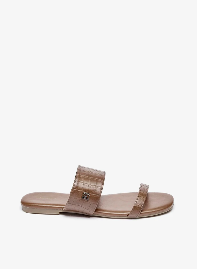 Flora Bella By Shoexpress Womens Textured Slip On Flat Sandals By Shoexpress