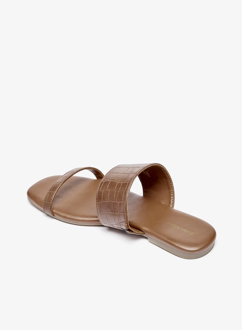 Flora Bella By Shoexpress Womens Textured Slip On Flat Sandals By Shoexpress