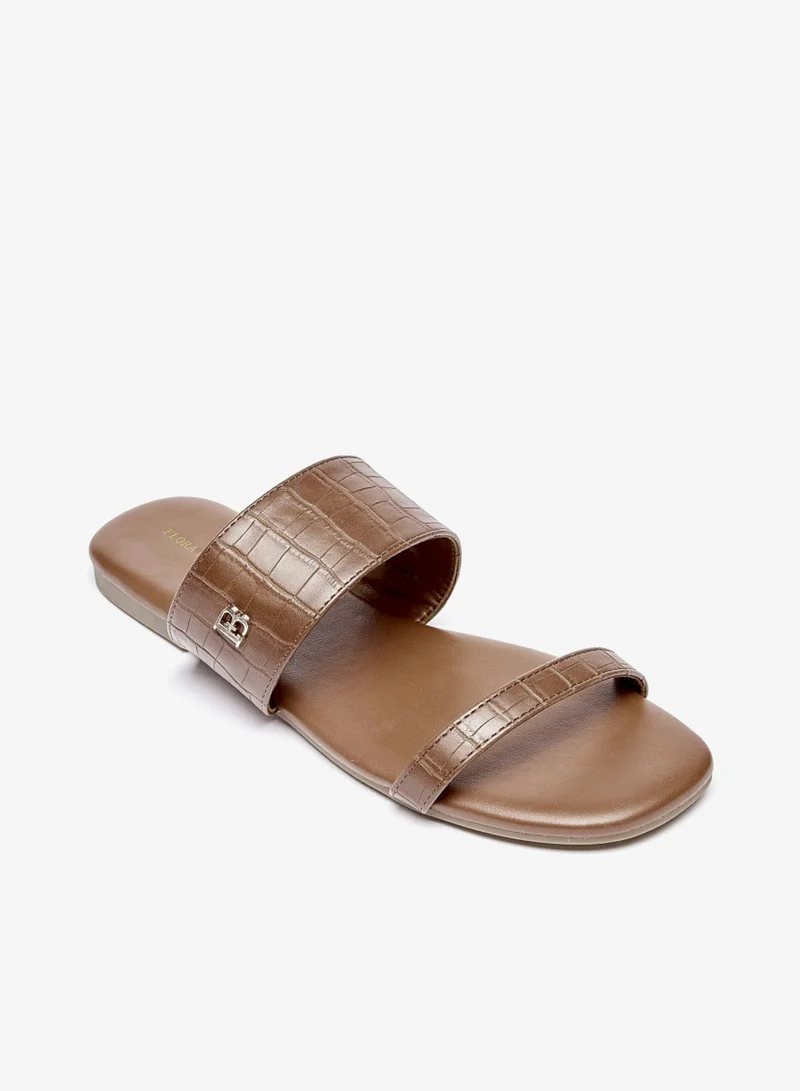 Flora Bella By Shoexpress Womens Textured Slip On Flat Sandals By Shoexpress