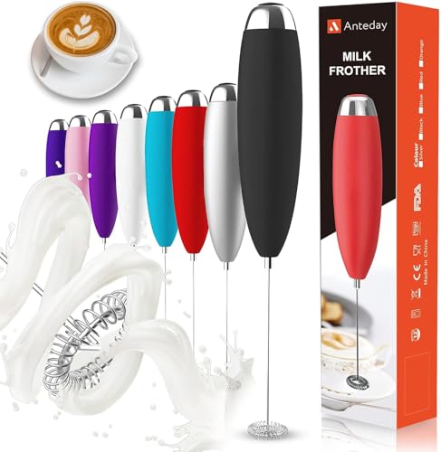 Anteday Electric Milk Frother Handheld Frother Wand for Coffee Battery Operated Not included Drink Mixer Matcha Whisk Foam Maker for Frappe Hot Chocolate Cappuccino Lattes