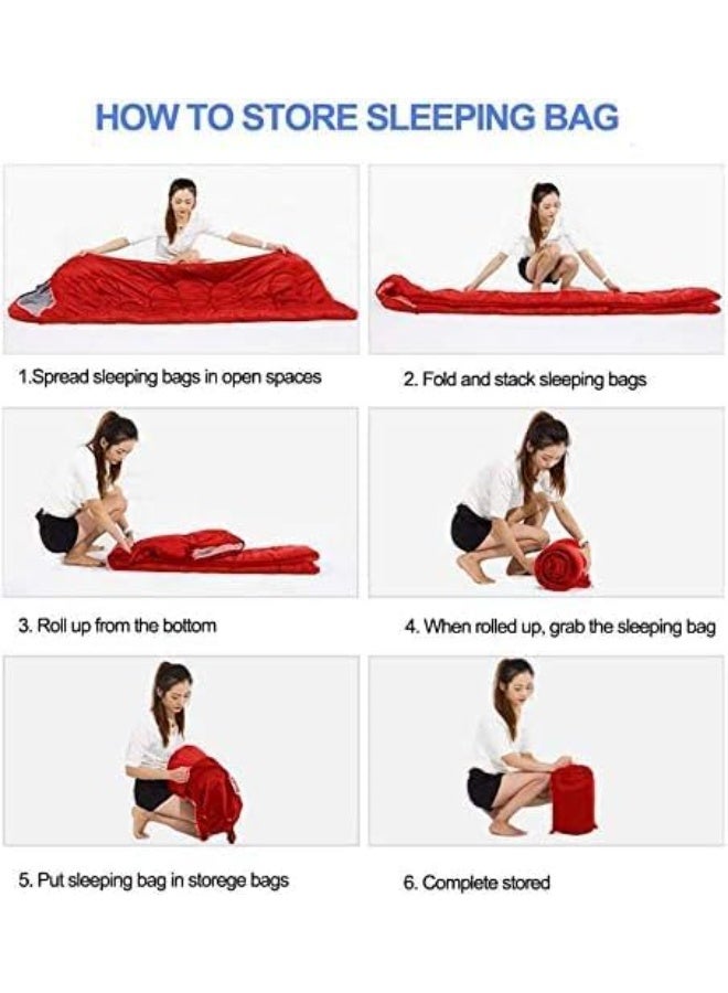 كيمايا كيس نوم فاخر للتخييم، خفيف الوزن للغاية ومقاوم للماء، مناسب للبالغين والأطفال والفتيات والنساء، مصنوع من القطن المجوف، يتحمل درجات حرارة من 5 إلى 20 درجة مئوية، مثالي لحقائب الظهر والمشي لمسافات طويلة والتخييم وتسلق الجبال، مع كيس ضغط (أحمر) - Image 5