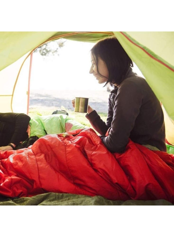 كيمايا كيس نوم فاخر للتخييم، خفيف الوزن للغاية ومقاوم للماء، مناسب للبالغين والأطفال والفتيات والنساء، مصنوع من القطن المجوف، يتحمل درجات حرارة من 5 إلى 20 درجة مئوية، مثالي لحقائب الظهر والمشي لمسافات طويلة والتخييم وتسلق الجبال، مع كيس ضغط (أحمر) - Image 2