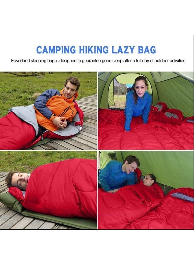 كيمايا كيس نوم فاخر للتخييم، خفيف الوزن للغاية ومقاوم للماء، مناسب للبالغين والأطفال والفتيات والنساء، مصنوع من القطن المجوف، يتحمل درجات حرارة من 5 إلى 20 درجة مئوية، مثالي لحقائب الظهر والمشي لمسافات طويلة والتخييم وتسلق الجبال، مع كيس ضغط (أحمر) - Image 3