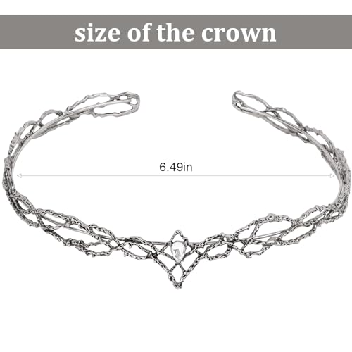 ANBALA Rhinestone Fairy Crown for Women Crystal Elf Crown Silver/Sliver Circlet Costume Headwear for Men Renaissance Headpiece for Birthday Party Cosplay Halloween - Image 4