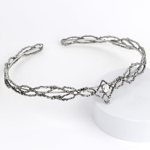 ANBALA Rhinestone Fairy Crown for Women Crystal Elf Crown Silver/Sliver Circlet Costume Headwear for Men Renaissance Headpiece for Birthday Party Cosplay Halloween - Image 5