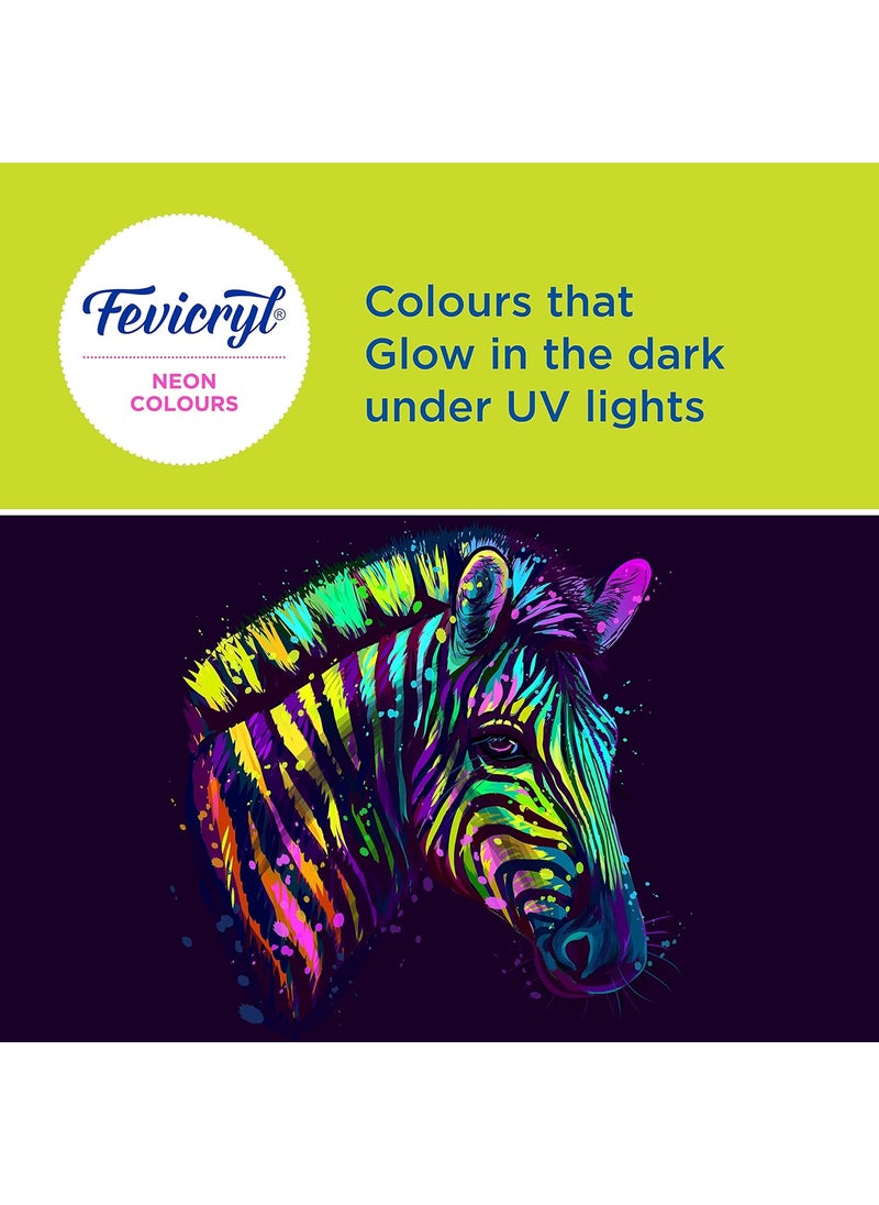 Pidilite Pidilite Fevicryl Neon Acrylic Colour Kit, 4 Shades X 100Ml Each | Yellow, Orange, Pink, Green | Vibrant And Colourful | DIY And Multi Surface Paints | Ideal For Beginners And Artists  - Image 5
