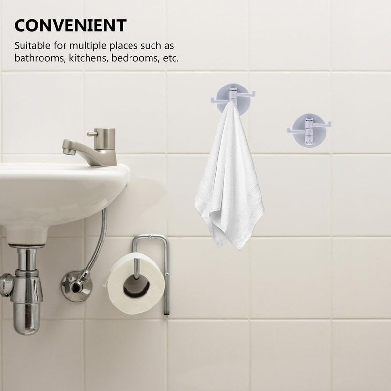 Rotating Adhesive Hooks Heavy Duty Wall Mounted Towel Robe Hangers Nordic Blue - Image 5