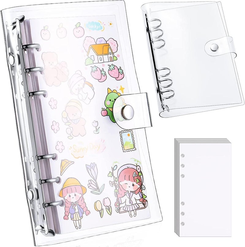 HZYH Sticker Collecting Album, Sticker Scrapbook, Blank 50 Sheets PVC Sticker Album, Transparent Shell Sticker Collection Accessories for Collecting Stickers, Labels, A6 - Image 1