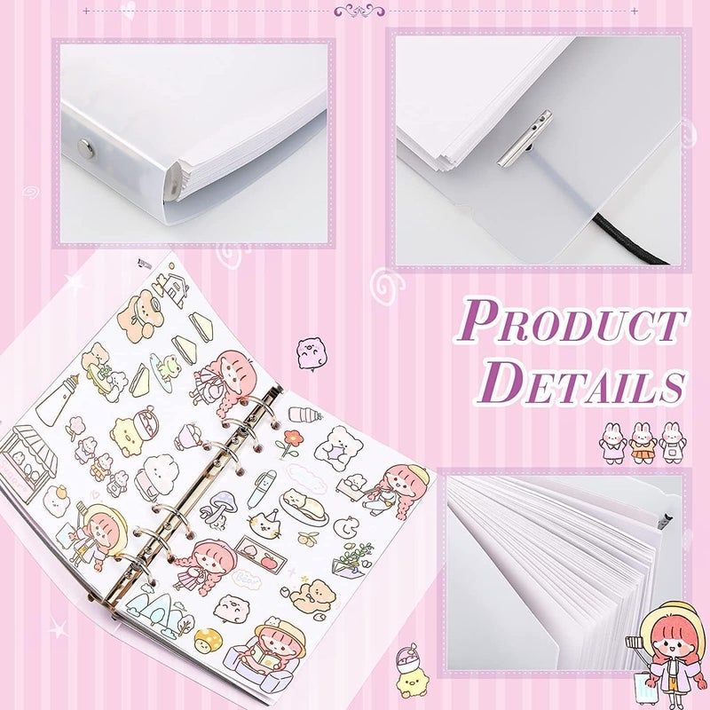 HZYH Sticker Collecting Album, Sticker Scrapbook, Blank 50 Sheets PVC Sticker Album, Transparent Shell Sticker Collection Accessories for Collecting Stickers, Labels, A6 - Image 3