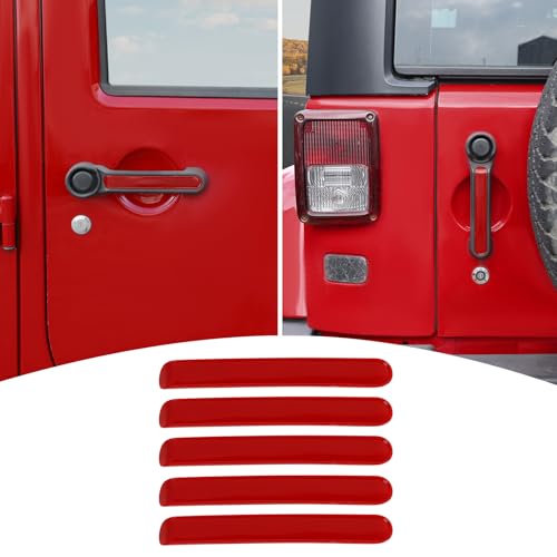 PDKLIN for Jeep JK Tailgate Door Handle Insert Trim Cover for Jeep Wrangler JK JKU 20072017 4DR Red Exterior Accessories 5pcs - Image 1