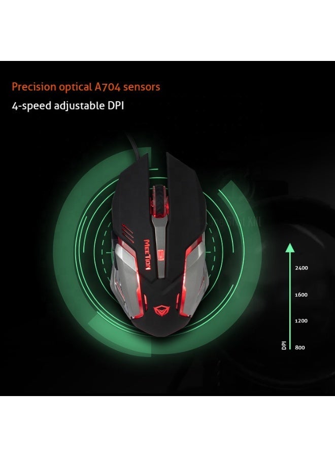 Meetion Backlight Gaming Mouse M915 4 color Variable highlight 5 + 1 (scroll wheel) soft touch buttons 2400dpi high-resolution optical Sensing - Image 4