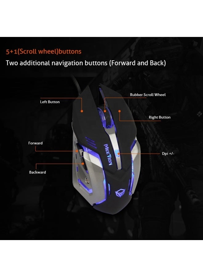 Meetion Backlight Gaming Mouse M915 4 color Variable highlight 5 + 1 (scroll wheel) soft touch buttons 2400dpi high-resolution optical Sensing - Image 5