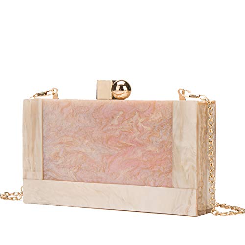 LETODE New acrylic contrast color stitching clutch for Women Wedding Party Clutch bag (5240-apricot) - Image 2
