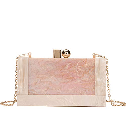 LETODE New acrylic contrast color stitching clutch for Women Wedding Party Clutch bag (5240-apricot) - Image 1