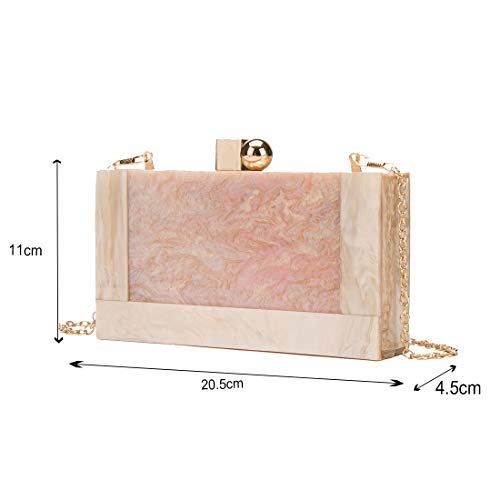 LETODE New acrylic contrast color stitching clutch for Women Wedding Party Clutch bag (5240-apricot) - Image 4