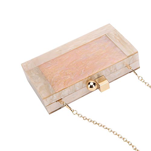 LETODE New acrylic contrast color stitching clutch for Women Wedding Party Clutch bag (5240-apricot) - Image 3