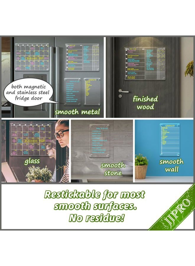 Jjpro Non-Magnetic Calendar For Fridge-Clear Monthly Calendar,Weekly Planner,List And Blank Board -Reusable Sticks To Fridge,Wall,Door&Glass,Non Magnetic Fridge - Image 2