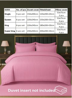 MAXQON 6-Piece Duvet Cover Set – Includes 1 Duvet Cover, 1 Fitted Sheet & 4 Pillowcases – King/Queen/Single Sizes, Color Pink  - Image 4