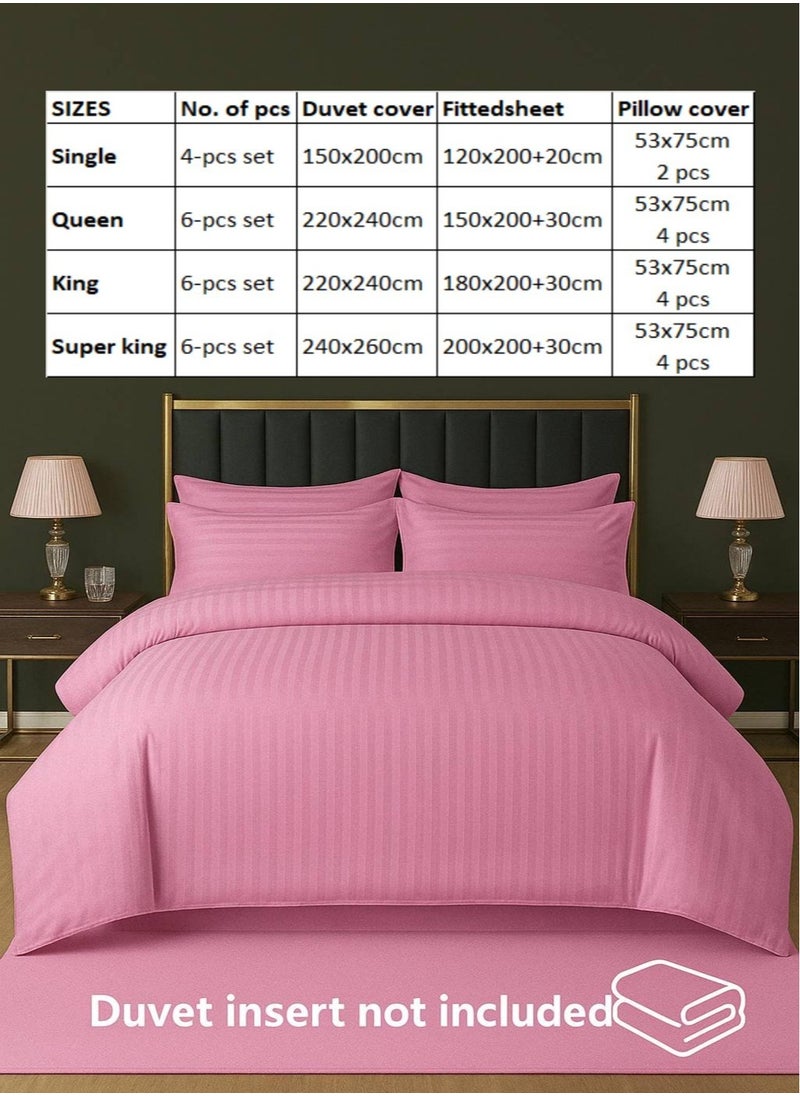 MAXQON 6-Piece Duvet Cover Set – Includes 1 Duvet Cover, 1 Fitted Sheet & 4 Pillowcases – King/Queen/Single Sizes, Color Pink  - Image 4