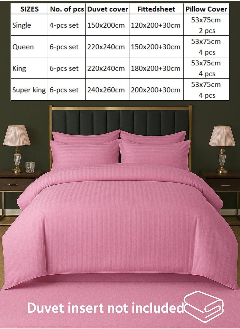 MAXQON 6-Piece Duvet Cover Set – Includes 1 Duvet Cover, 1 Fitted Sheet & 4 Pillowcases – King/Queen/Single Sizes, Color Pink  - Image 4