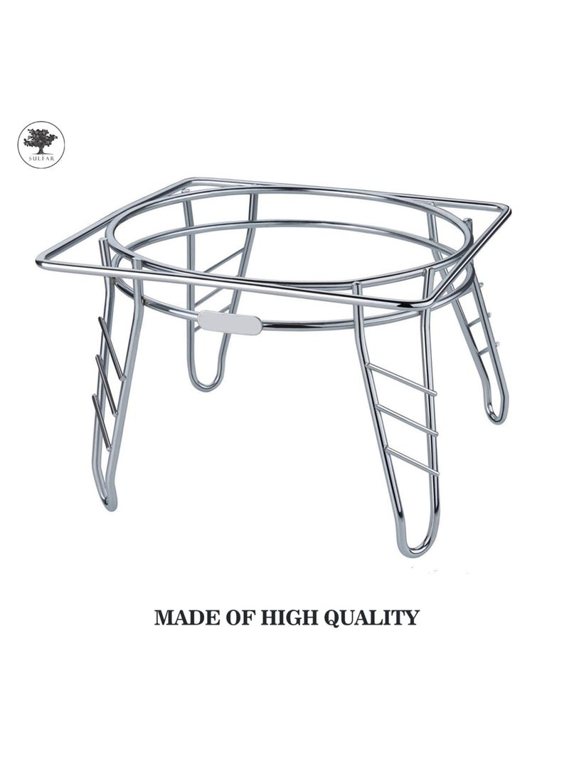 sulfar Freestanding Water Pot & Matka Stand Stainless Steel Pot Stand Kitchen Tiered Shelf Rack Chrome Plated Plant Pot Stand (Silver) Pack of 1  - Image 5