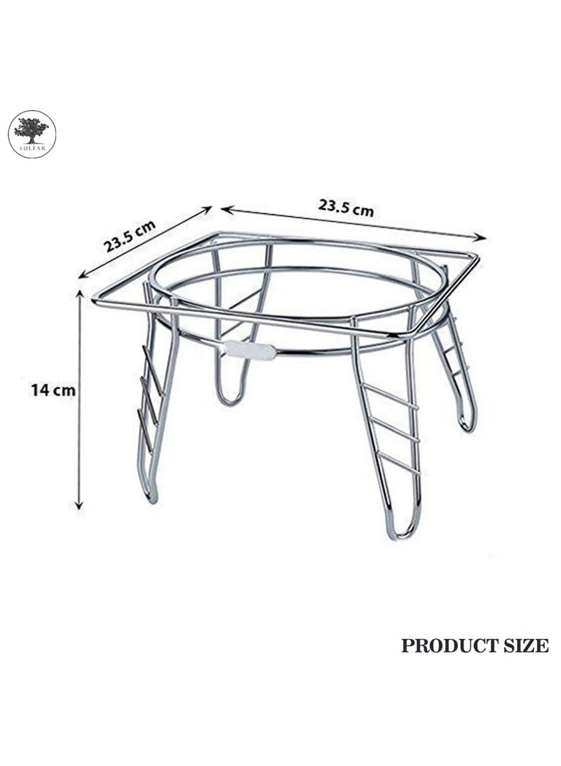 sulfar Freestanding Water Pot & Matka Stand Stainless Steel Pot Stand Kitchen Tiered Shelf Rack Chrome Plated Plant Pot Stand (Silver) Pack of 1  - Image 2