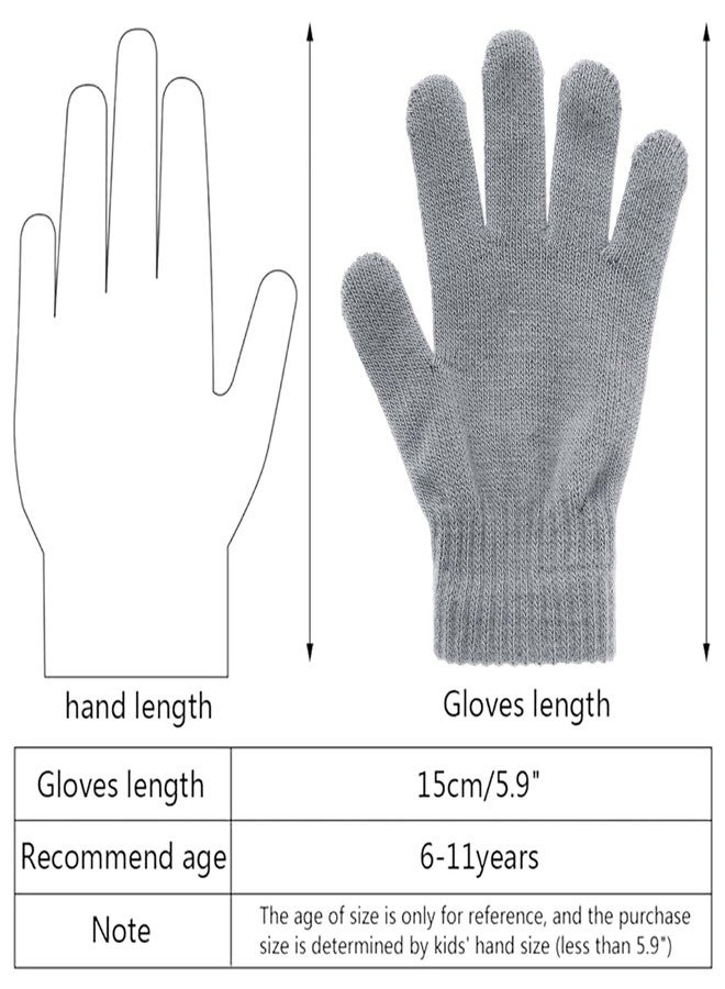 jiebor 12 Pairs Kids Warm Winter Knit Gloves for Boys Girls Children Kids Gray - Image 2