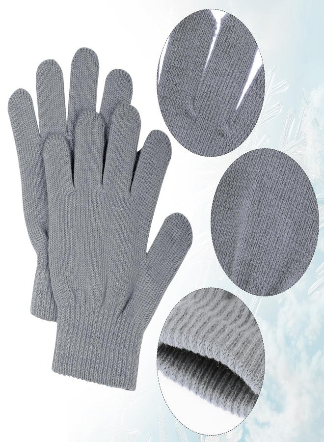 jiebor 12 Pairs Kids Warm Winter Knit Gloves for Boys Girls Children Kids Gray - Image 3