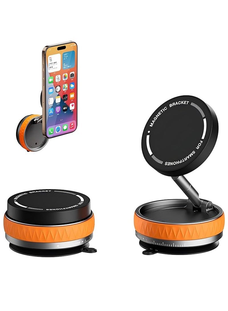 X-level Rotatable Car Suction Phone Mount,Ultra Magnetic Car Phone Holder,Car Truck Accessories for iPhone and Gym/Mirror/Smooth Surface,MagSafe Case (Orange) - Image 1