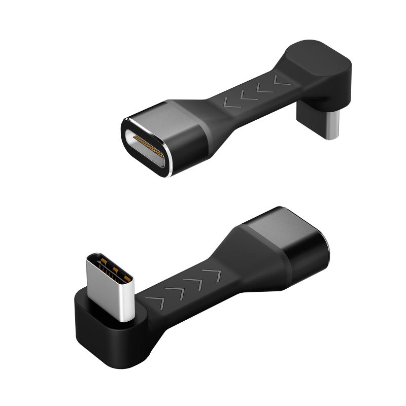 PeakDo USB-C Male to Female Adapter 90 Degree,18W Flexural USB Type C Adapter Extension for Steam Deck,ROG Ally,Switch,Laptop,Tablet and Mobile Phones,Supports 4K@60Hz,10Gbps Data Transfer(2 Pack) - Image 1