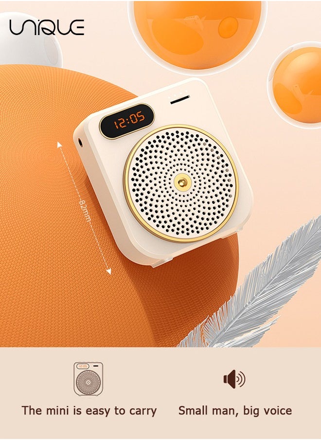 Unique Portable Voice Amplifier - Bluetooth Rechargeable Personal Voice Amplifier - with Wire Headset Microphone and Belt - PA System Speaker Power Amplifiers Loudspeaker for Teachers/Meeting/Tour Guide (Beige)  - Image 2