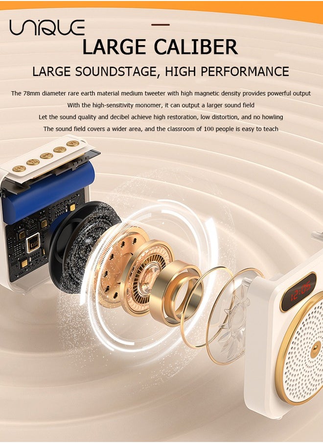 Unique - Portable Voice Amplifier - Bluetooth Rechargeable Personal Voice Amplifier - with Wire Headset Microphone and Belt - PA System Speaker Power Amplifiers Loudspeaker for Teachers/Meeting/Tour Guide (Beige) - Image 1