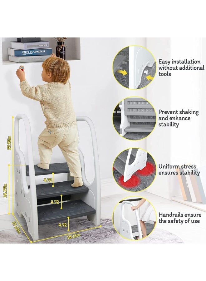 TAPIT Toddler Step Stool,Adjustable Kids Ladder,Kids Standing Tower for Kitchen Counter Bathroom Sink Toilet Potty Training,Children Learning Helper Stool with Safety Handles & Non-Slip Pad - Image 2