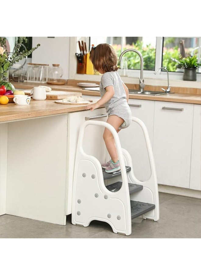 TAPIT Toddler Step Stool,Adjustable Kids Ladder,Kids Standing Tower for Kitchen Counter Bathroom Sink Toilet Potty Training,Children Learning Helper Stool with Safety Handles & Non-Slip Pad - Image 3