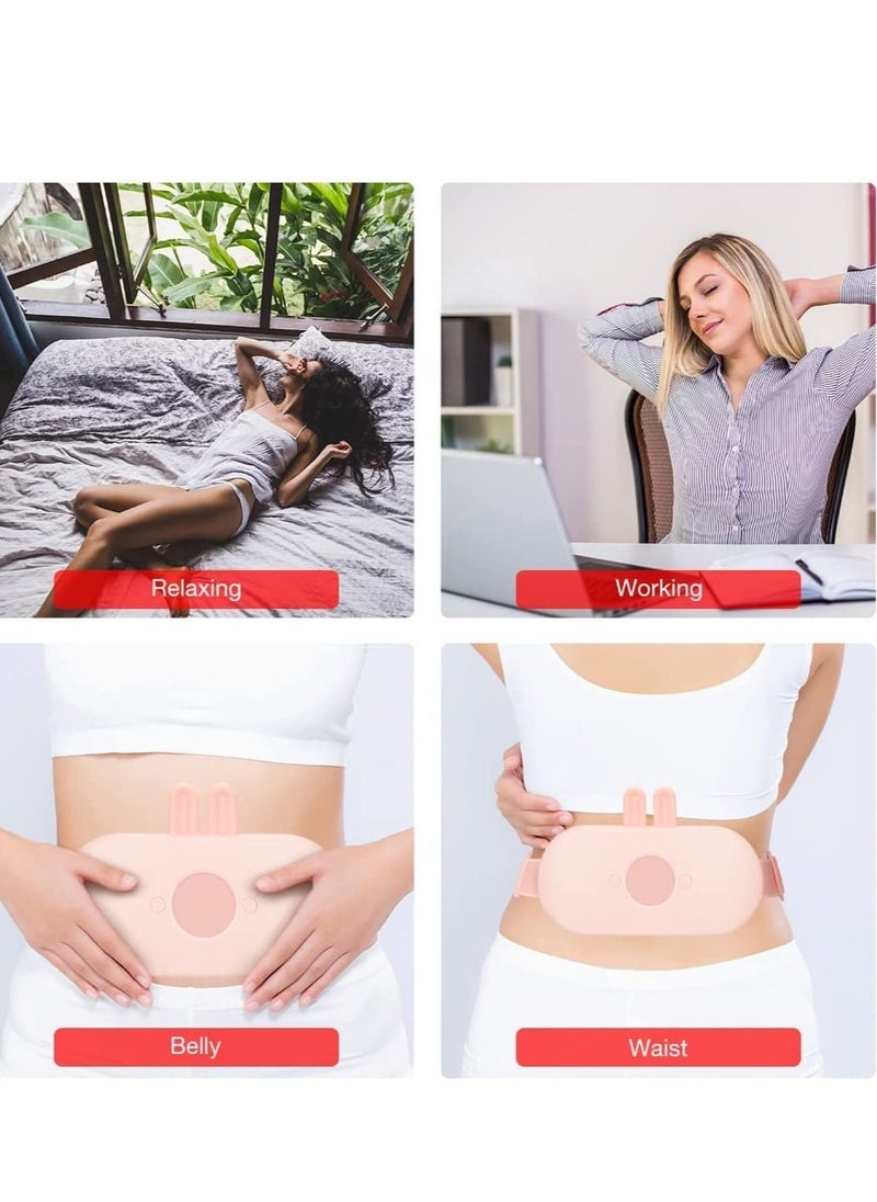 Generic - Portable Heating Pad, Electric USB Heating Pads for Cramps Cordless Heated Waist Belt with 3 Heat Levels 5 Vibration Massage Modes, Belly and Back Menstrual Design for Period and Women (Pink) - Image 1