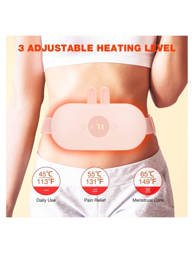 Generic - Portable Heating Pad, Electric USB Heating Pads for Cramps Cordless Heated Waist Belt with 3 Heat Levels 5 Vibration Massage Modes, Belly and Back Menstrual Design for Period and Women (Pink) - Image 1