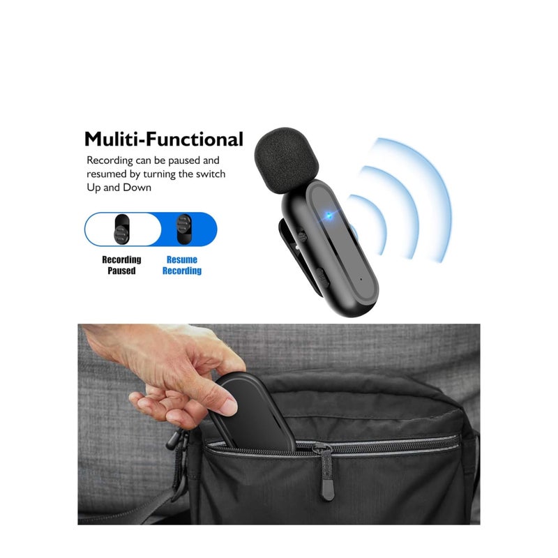 Zikra Wireless Lavalier Microphone, 2 Pack for iPhone iPad 7H Clip-on Lapel Microphone Wireless for Video Recording Vlogging, YouTube, Interview, with Charging Case, 3 Mode Denoise, 70ft - Image 3