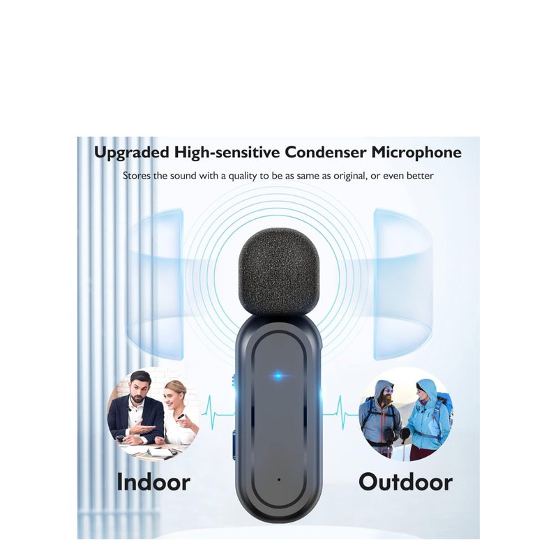 Zikra Wireless Lavalier Microphone, 2 Pack for iPhone iPad 7H Clip-on Lapel Microphone Wireless for Video Recording Vlogging, YouTube, Interview, with Charging Case, 3 Mode Denoise, 70ft - Image 4