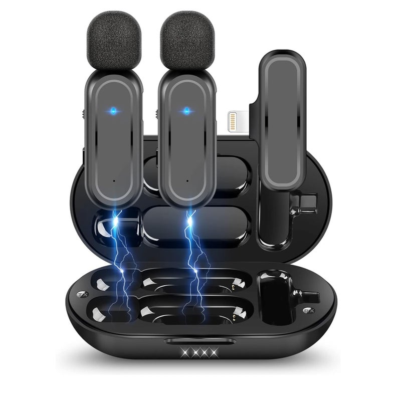 Zikra Wireless Lavalier Microphone, 2 Pack for iPhone iPad 7H Clip-on Lapel Microphone Wireless for Video Recording Vlogging, YouTube, Interview, with Charging Case, 3 Mode Denoise, 70ft - Image 1