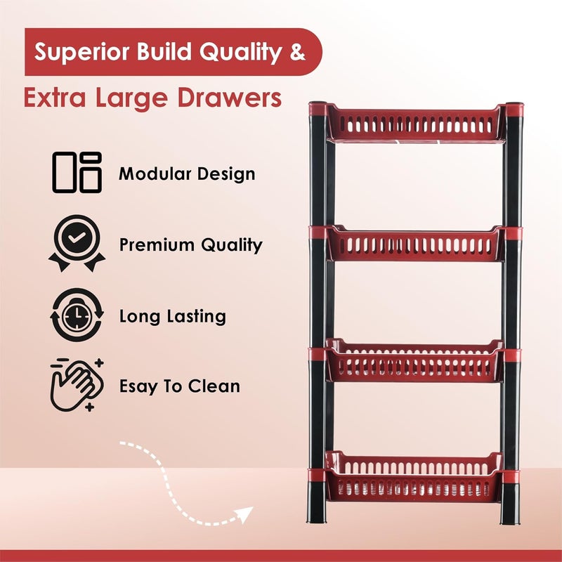 Kuber Industries Kuber Industries 4Tier Multipurpose Racks For Storage Kids Toy OrganizerUnder Wash Basin Office Storage cabinet Shelves Maroon  - Image 4