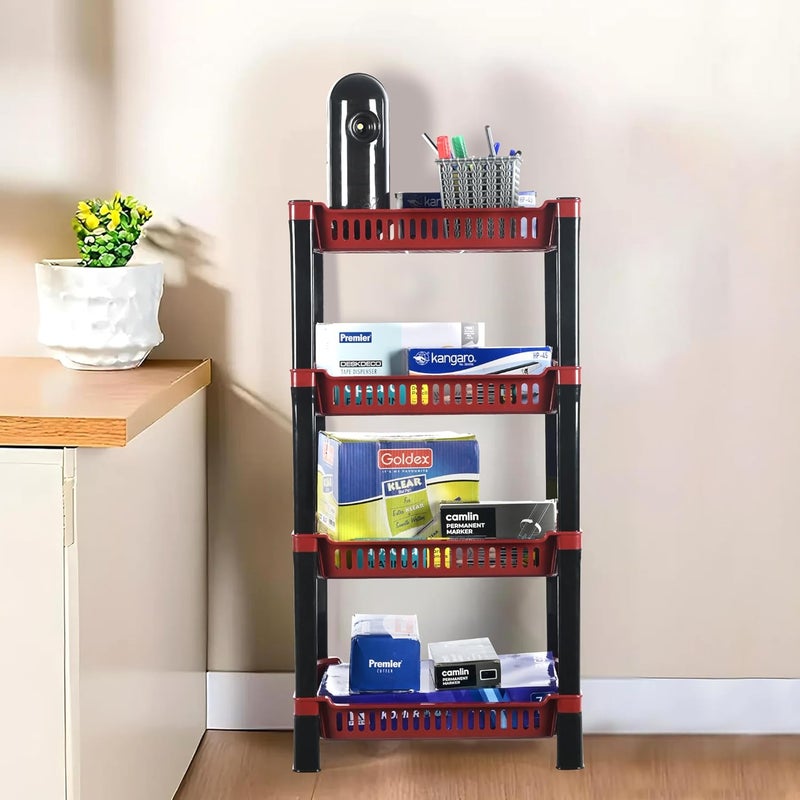 Kuber Industries Kuber Industries 4Tier Multipurpose Racks For Storage Kids Toy OrganizerUnder Wash Basin Office Storage cabinet Shelves Maroon  - Image 1