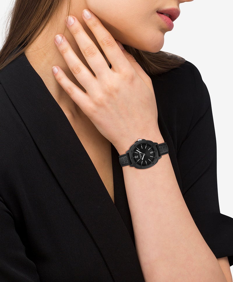 COACH ساعة نسائية سوداء من تونو أنالوج بحافظة TR90 - Image 4