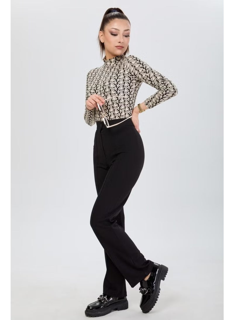 Tofisa 24127-BLACK High Waist Wide Leg Trousers - Image 2