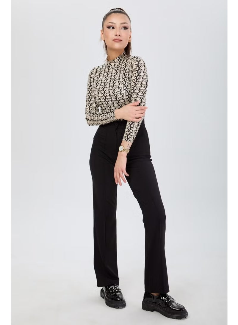 Tofisa 24127-BLACK High Waist Wide Leg Trousers - Image 4